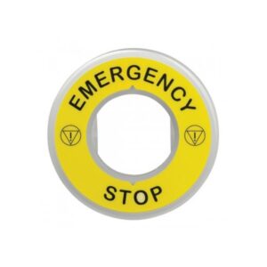emergency stop legend plate
